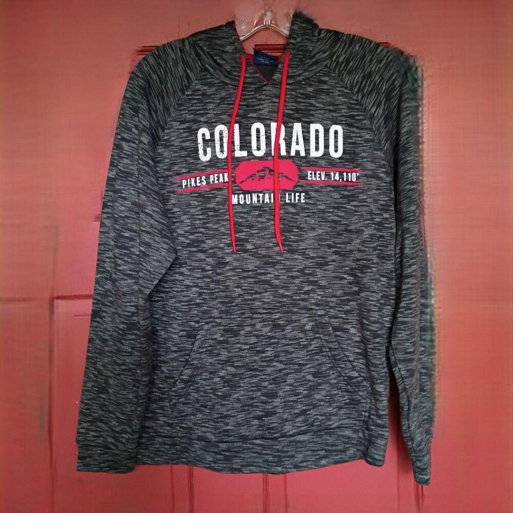 Men's Colorado Marled Gray and Red Hoodie